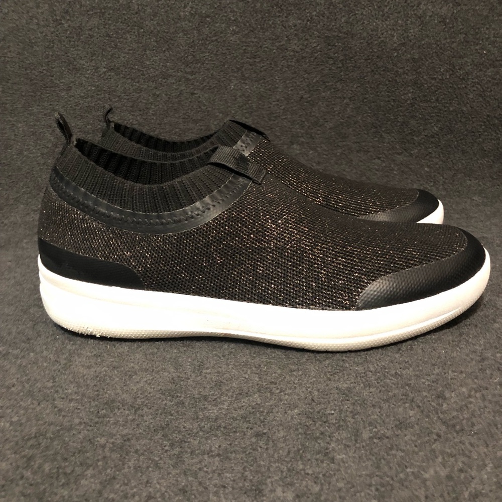 FitFlop Uberknit Slip On Sneakers Shoes Womens Size 7 Black Comfort Cushion